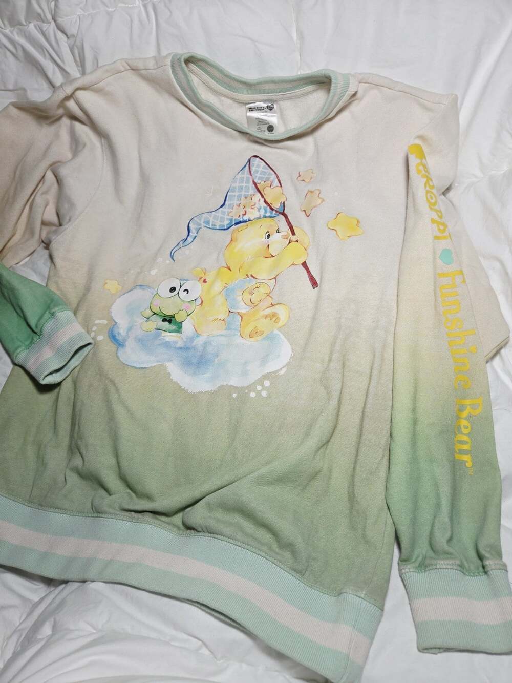 Hello Kitty x Care Bears Fleece All Over Print Sweatshirt Green Keroppi Small
